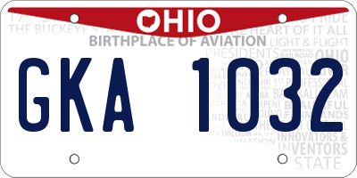 OH license plate GKA1032