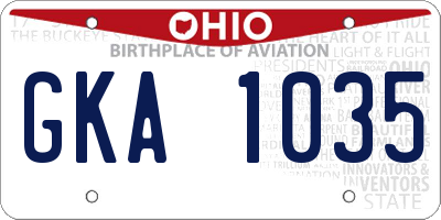 OH license plate GKA1035
