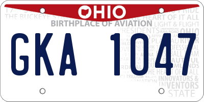 OH license plate GKA1047
