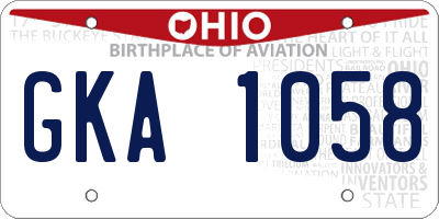 OH license plate GKA1058