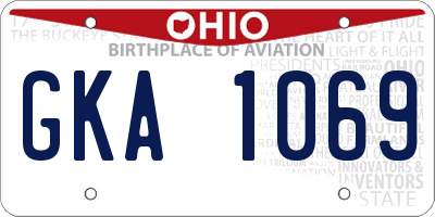 OH license plate GKA1069