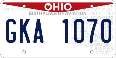 OH license plate GKA1070