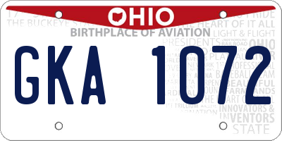 OH license plate GKA1072