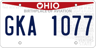 OH license plate GKA1077
