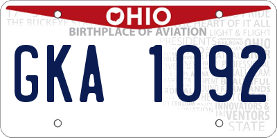 OH license plate GKA1092