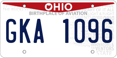 OH license plate GKA1096