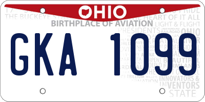 OH license plate GKA1099