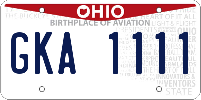 OH license plate GKA1111