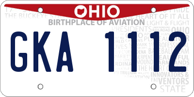 OH license plate GKA1112