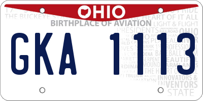 OH license plate GKA1113