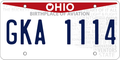 OH license plate GKA1114