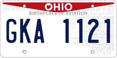 OH license plate GKA1121