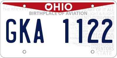 OH license plate GKA1122