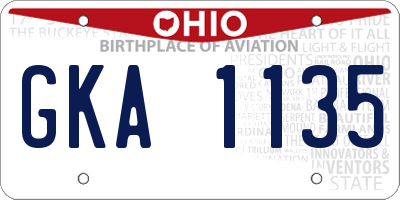 OH license plate GKA1135