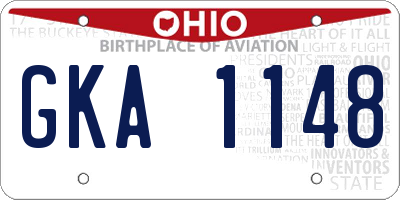 OH license plate GKA1148