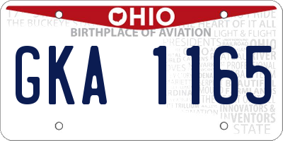 OH license plate GKA1165