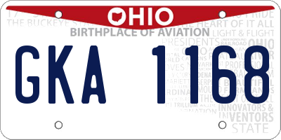 OH license plate GKA1168
