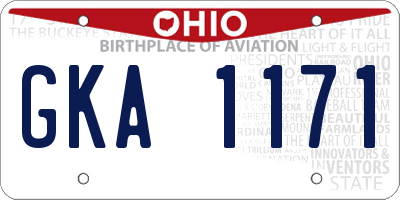 OH license plate GKA1171