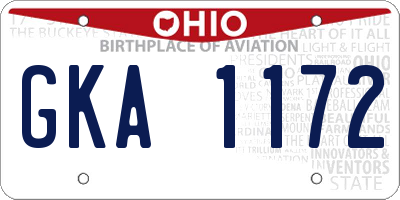 OH license plate GKA1172