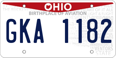 OH license plate GKA1182