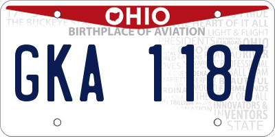 OH license plate GKA1187