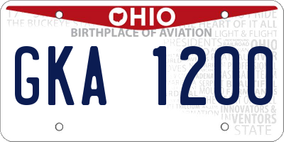 OH license plate GKA1200