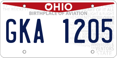 OH license plate GKA1205