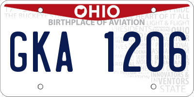 OH license plate GKA1206