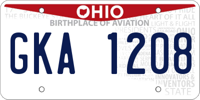 OH license plate GKA1208