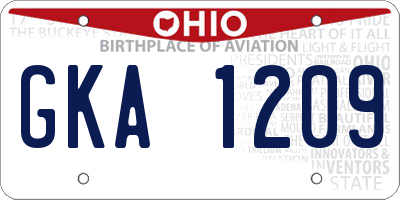 OH license plate GKA1209