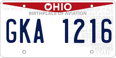 OH license plate GKA1216