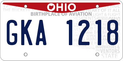 OH license plate GKA1218