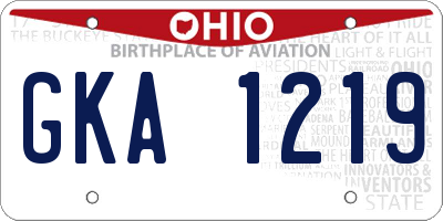 OH license plate GKA1219
