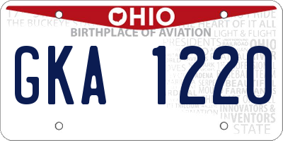 OH license plate GKA1220
