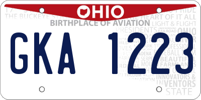 OH license plate GKA1223