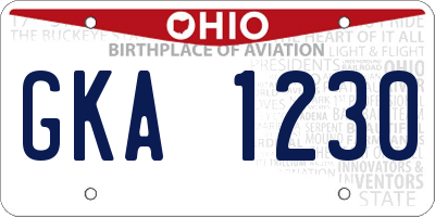 OH license plate GKA1230