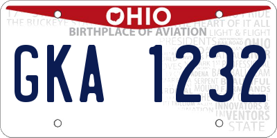 OH license plate GKA1232