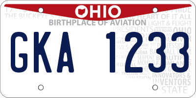 OH license plate GKA1233