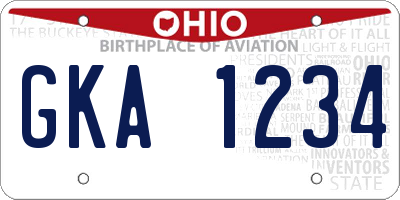 OH license plate GKA1234