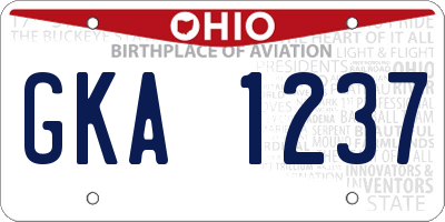OH license plate GKA1237