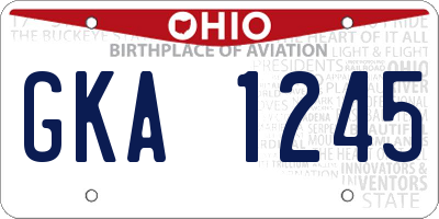 OH license plate GKA1245