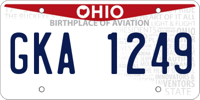 OH license plate GKA1249