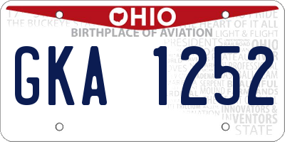 OH license plate GKA1252