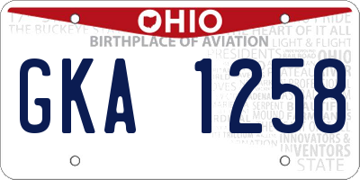 OH license plate GKA1258