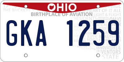 OH license plate GKA1259