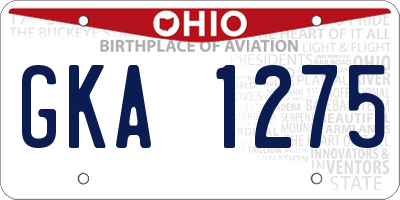 OH license plate GKA1275