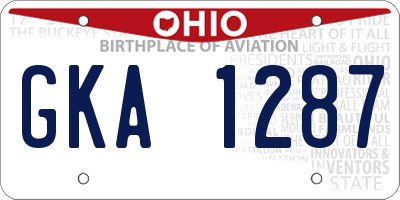 OH license plate GKA1287