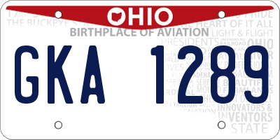 OH license plate GKA1289