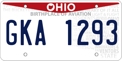 OH license plate GKA1293