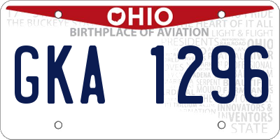 OH license plate GKA1296